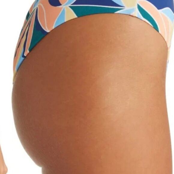 Onia One piece Plunging Neck Open back bathing suit Blue Orange Size Small - Picture 4 of 7